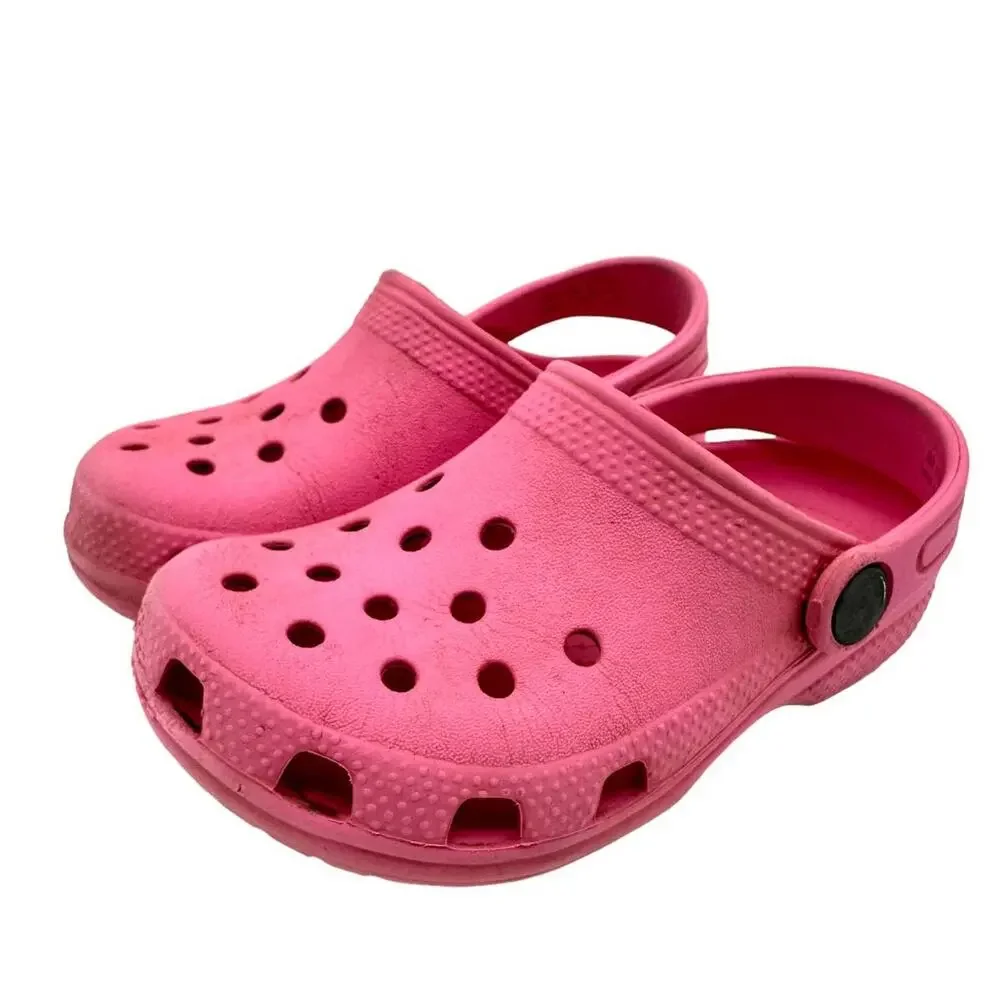 Crocs Girls Kids Sz: C10 Pink Rubber Versatile Classic Slingback Strap Clog